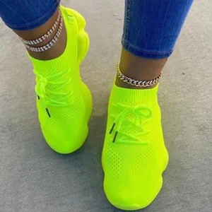Women Sneakers Mesh Breathable Flats Shoes Lace Up Running Shoes - Image 6