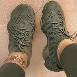 Women Sneakers Mesh Breathable Flats Shoes Lace Up Running Shoes - Image 2
