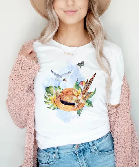 Women's 90's Inspired Butterfly Print Short Sleeve Shirt