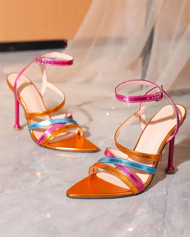 Chromatic Elegance Ankle Strap Sandals Palette Perch Strappy Heels