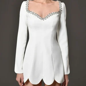 Diamond V-neck Mini Bandage Bodycon Elegant Party Evening Dress - Image 5