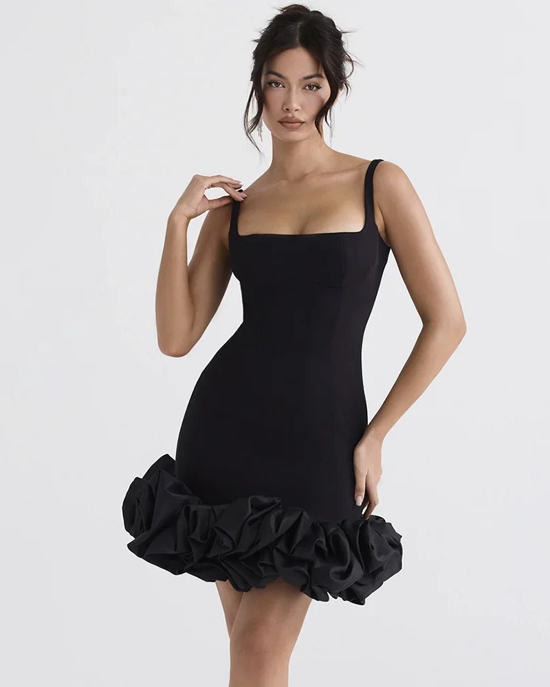 Elegant Mini Dress Sundress Spaghetti Strap Backless Bodycon Club Party Short Dress Vestido