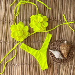 Floral Micro Swimsuit Swimwear Thong Beach Wear Bikinis Set