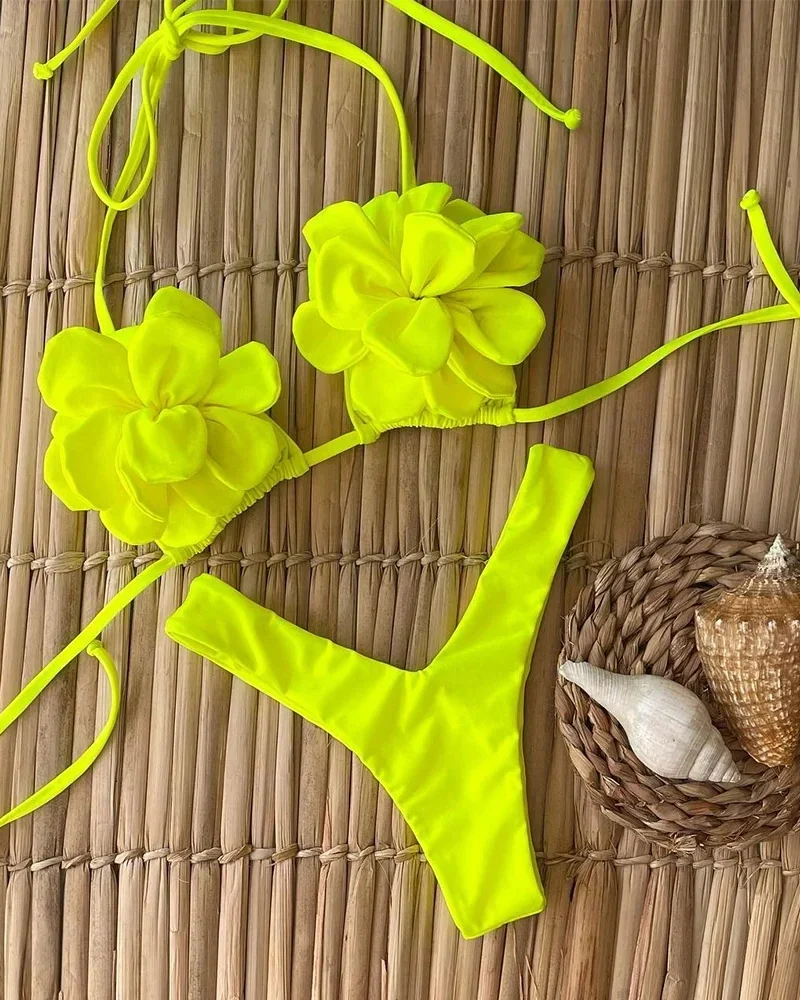 Floral Micro Swimsuit Swimwear Thong Beach Wear Bikinis Set