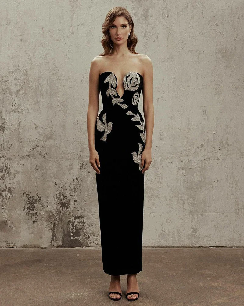 Glamorous V-Neck Bandage Dress - Sleek Sequined Maxi for Sophisticated Parties
