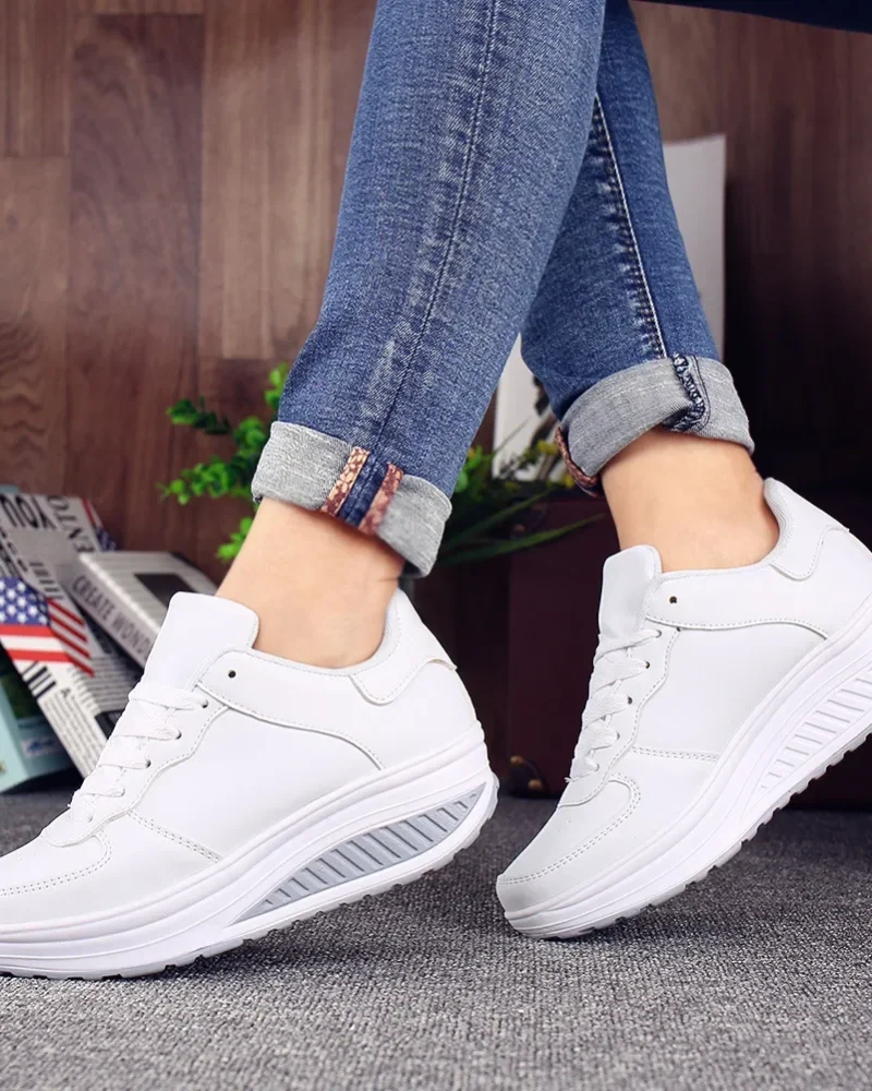Swing Platform Shoes Lace-up Wedge Sneakers workout Shoes