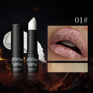 Waterproof Diamond Glitter Long Lasting Moisturizing Shiny Pearlescent Nude Lipsticks - Image 3