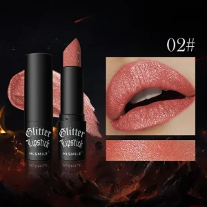 Waterproof Diamond Glitter Long Lasting Moisturizing Shiny Pearlescent Nude Lipsticks - Image 4