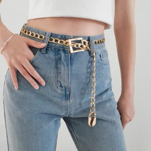 1 PC Women's Chain Belt Metal Waist Chain Dress Belts Metal Adjustable Belt