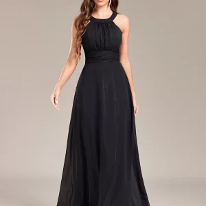 Backless Club And Party Dresses Jewel Neck Pleated Sleeveless Semi Formal Dress