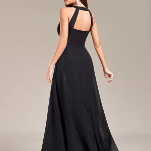 Backless Club And Party Dresses Jewel Neck Pleated Sleeveless Semi Formal Dress - Image 5