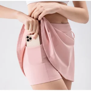 Badminton Tennis Skirt With Shorts Quick Dry Pocket Side Split Bandage Sports Skirts - Image 3