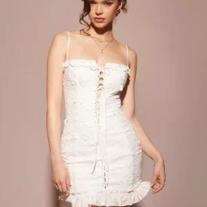 Bodycon Dresses Straps Neck Lace Up Knotted Chic Sleeveless Pencil Dress
