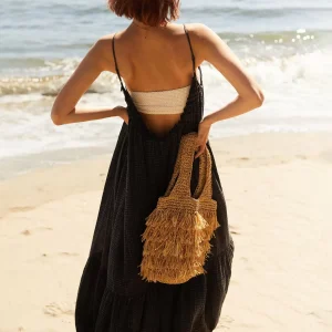 Boho Dress Jewel Neck Sleeveless Oversized Lace Up Beach Dress - Image 4
