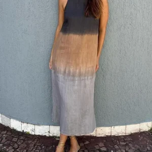 Boho Dresses Elegant Vintage Cotton Linen Gradient Loose Casual Print Vestidos - Image 2
