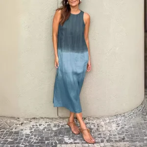 Boho Dresses Elegant Vintage Cotton Linen Gradient Loose Casual Print Vestidos - Image 3