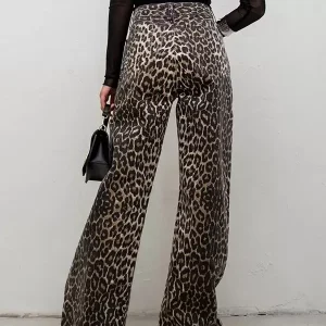 Casual Pants Cotton Natural Waist Leopard Print Cotton Trousers - Image 4