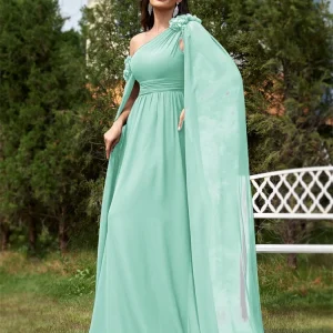 Chiffon Streamer Long Elegant Bridesmaid Prom Evening Party Flower Dress - Image 13