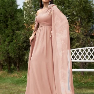 Chiffon Streamer Long Elegant Bridesmaid Prom Evening Party Flower Dress - Image 14
