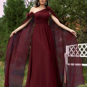 Chiffon Streamer Long Elegant Bridesmaid Prom Evening Party Flower Dress