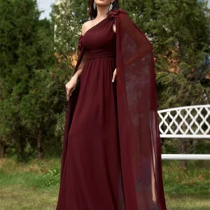 Chiffon Streamer Long Elegant Bridesmaid Prom Evening Party Flower Dress - Image 2