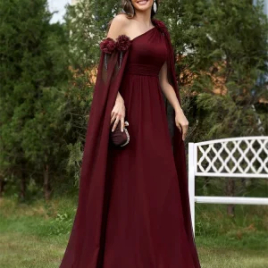 Chiffon Streamer Long Elegant Bridesmaid Prom Evening Party Flower Dress - Image 3