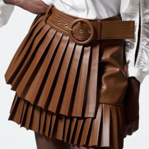 Classy Fashion Skirt Sash PU Leather Bottoms With Belt Elegant Short Skirt - Image 3