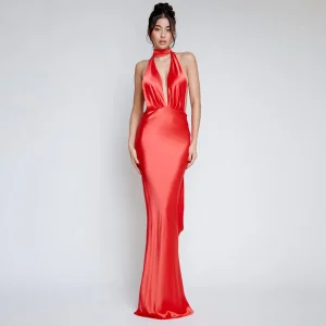 Deep V Neck Halter Backless Nightclub Maxi Long Dresses Vestidos - Image 4