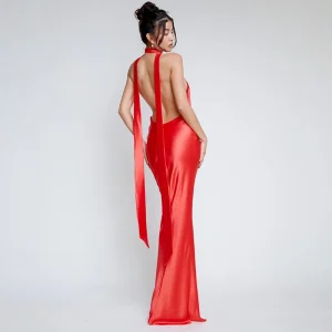 Deep V Neck Halter Backless Nightclub Maxi Long Dresses Vestidos - Image 5
