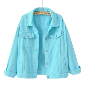 Denim Jacket Jeans Button Up Collar Jackets Oversize Coat Veste - Image 15