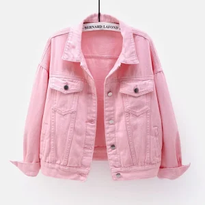 Denim Jacket Jeans Button Up Collar Jackets Oversize Coat Veste