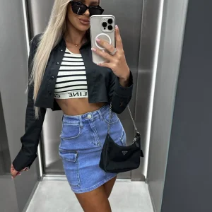 Denim Skirt Streetwear Fashion Bodycon Short Jeans Pockets Skirt - Image 2