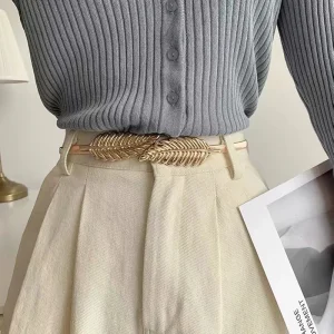 Elastic Leaf Waist Belt Waistband For Dress Skirts Body Chain Belt - Image 2