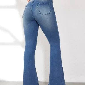 Elegant Club And Party Natural Waist Flared Denim Jeans Pant - Image 4