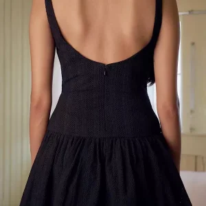 Elegant Short Dress Jewel Neck Buttons Short Beach Dress - Image 5