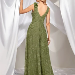 Elegant V Neck Floral Long Dress Prom Cocktail Luxury Party - Image 6