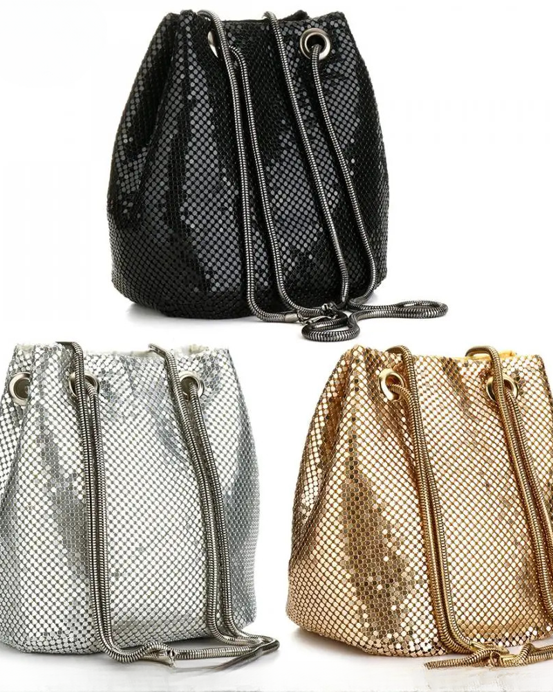 Fashion Chain Shoulder Bag Evening Party Bucket Sequin Bag  Purse Handbags