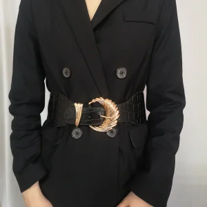 Fashion Classic Black Belt Simple Solid Color Metal Buckle Corset Accessories