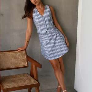 Fashion Clothing Skirt Set Chic Buttons Resort Wear Polyester - Image 3