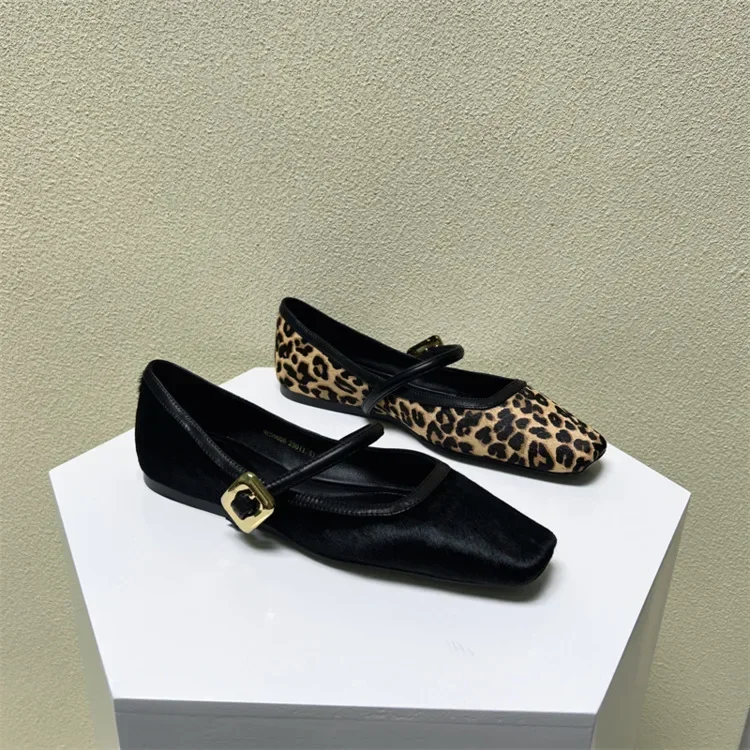 Fashion Flat Shoes Round Toe Leopard Print Casual Shoes Breathable Slip-on Outdoor Soft Shoes