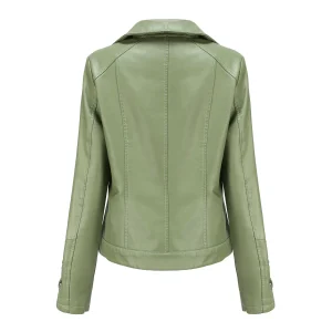 Faux Leather Jacket Coat Moto Biker Zipper Jacket Clothing - Image 12