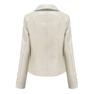 Faux Leather Jacket Coat Moto Biker Zipper Jacket Clothing - Image 15