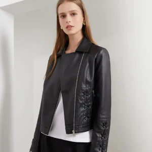Faux Leather Jacket Coat Moto Biker Zipper Jacket Clothing - Image 2