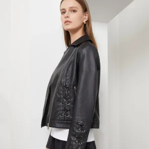 Faux Leather Jacket Coat Moto Biker Zipper Jacket Clothing - Image 5