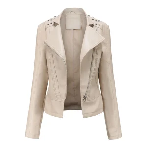 Faux Leather Jacket Motorcycle Moto Biker Zipper Jacket Coat - Image 9