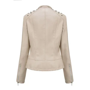 Faux Leather Jacket Motorcycle Moto Biker Zipper Jacket Coat - Image 10