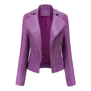 Faux Leather Jacket Motorcycle Moto Biker Zipper Jacket Coat - Image 15