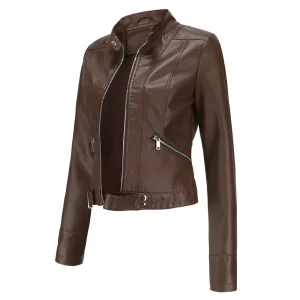 Faux Leather Jacket Super Cool Moto Biker Coat Clothes - Image 9