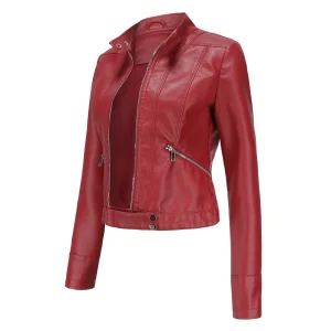 Faux Leather Jacket Super Cool Moto Biker Coat Clothes - Image 8