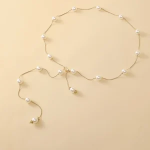 Faux Pearl Decor Chain Belt - Image 2